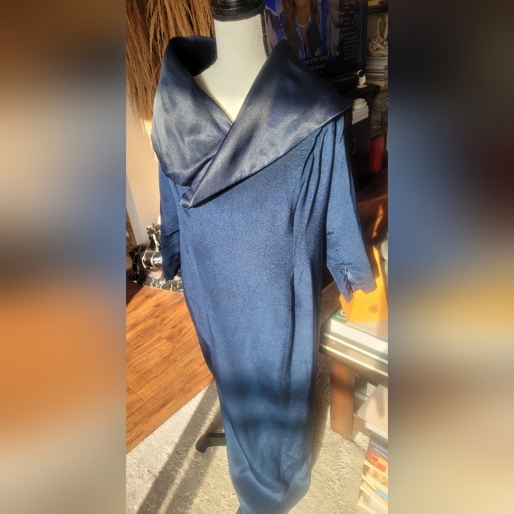 Carolina Herrera Midnight Blue Vintage Long Sleeve Dress